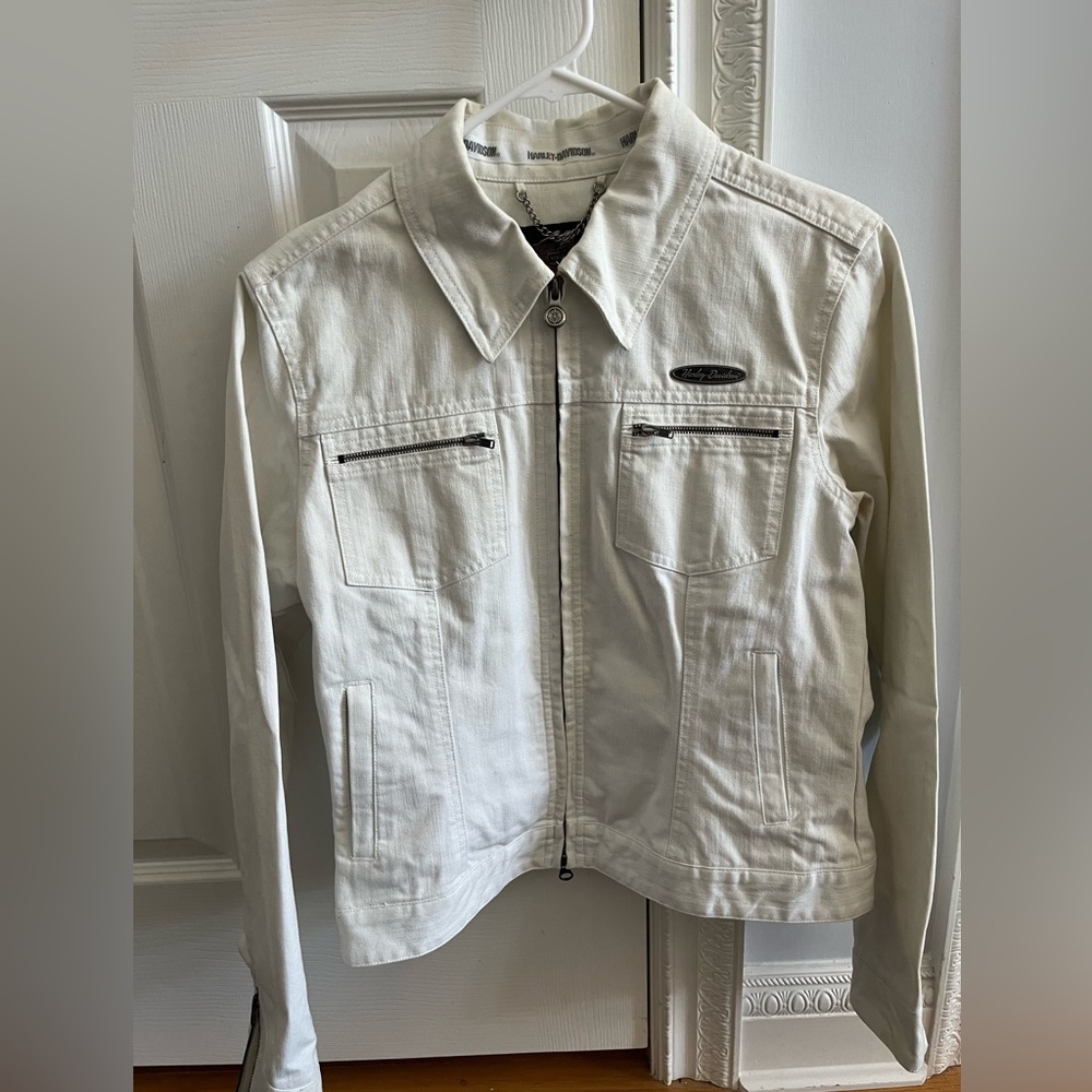 Harley Davidson white denim jacket size small